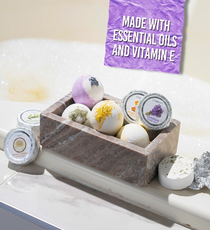 Shower Steamer & Bath Bomb Caddy Gift Set, 11 Piece