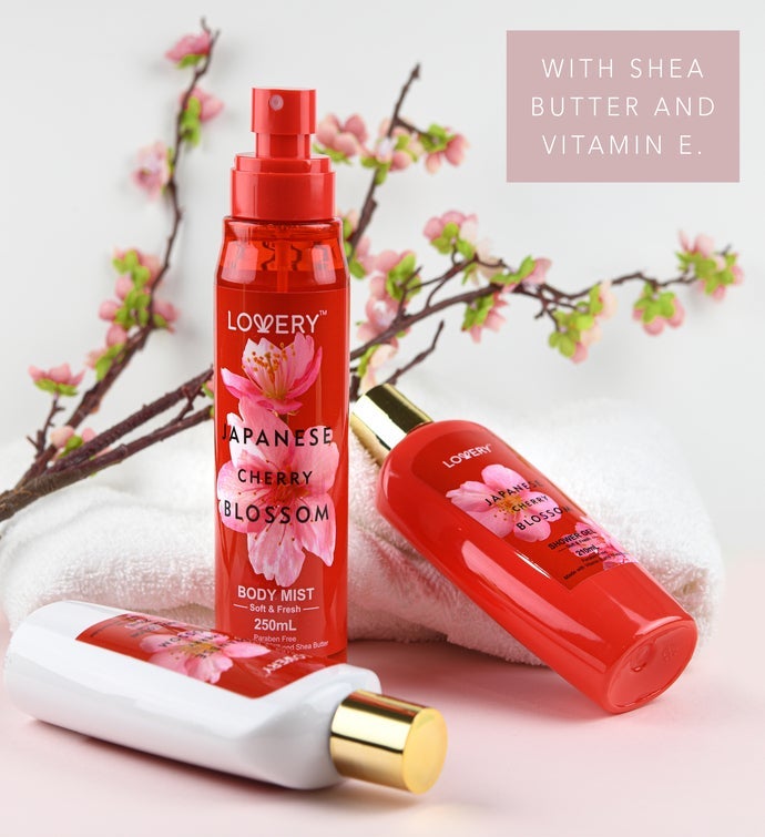 Japanese Cherry Blossom Bath And Body Travel Set, 3 Piece