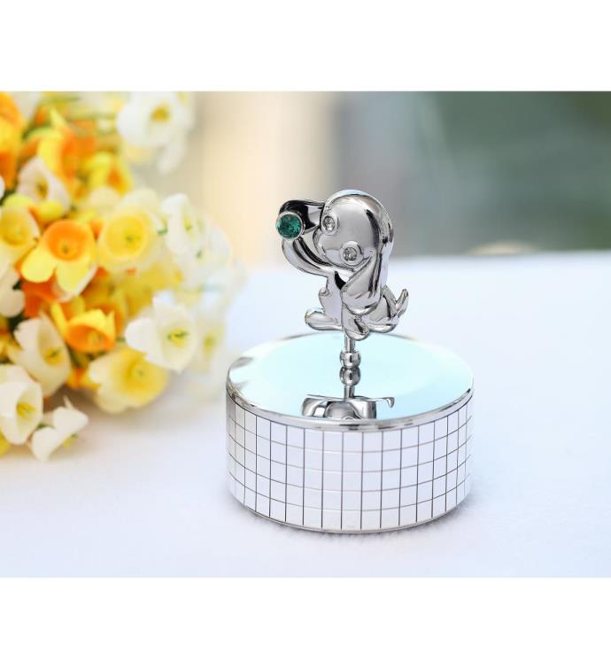 Matashi Plated Puppy Music Box Plays "Memory"