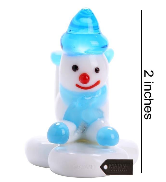 Matashi Murano Christmas Winter Decorative Glass Snowman Figurine   Blue