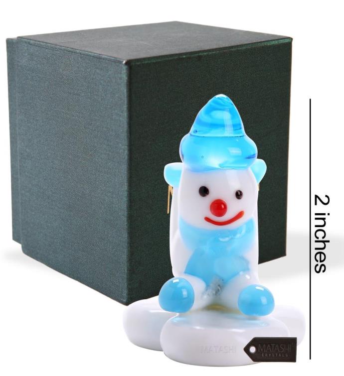 Matashi Murano Christmas Winter Decorative Glass Snowman Figurine - Blue