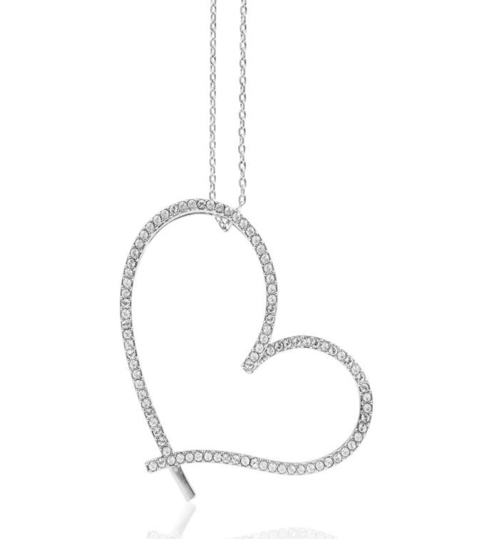 18k White Gold Heart Pendant Necklace