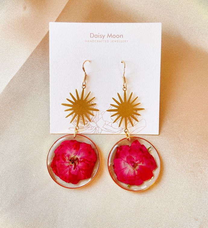 Sun Moon Star Earrings Quartz Crystal Dangle Women Crescent Goth Jewelry  Gifts | eBay