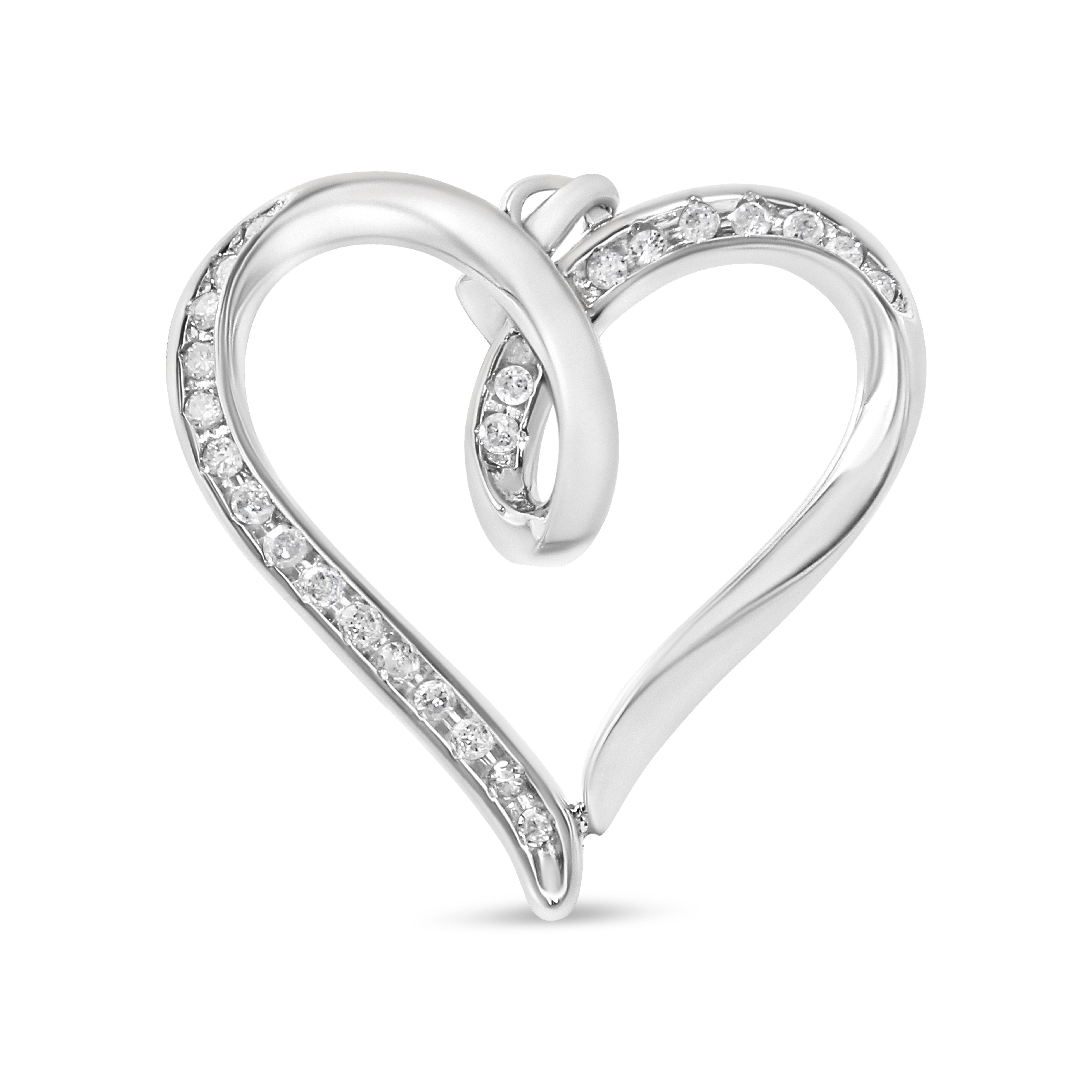 Channel Diamond Heart Pendant Necklace