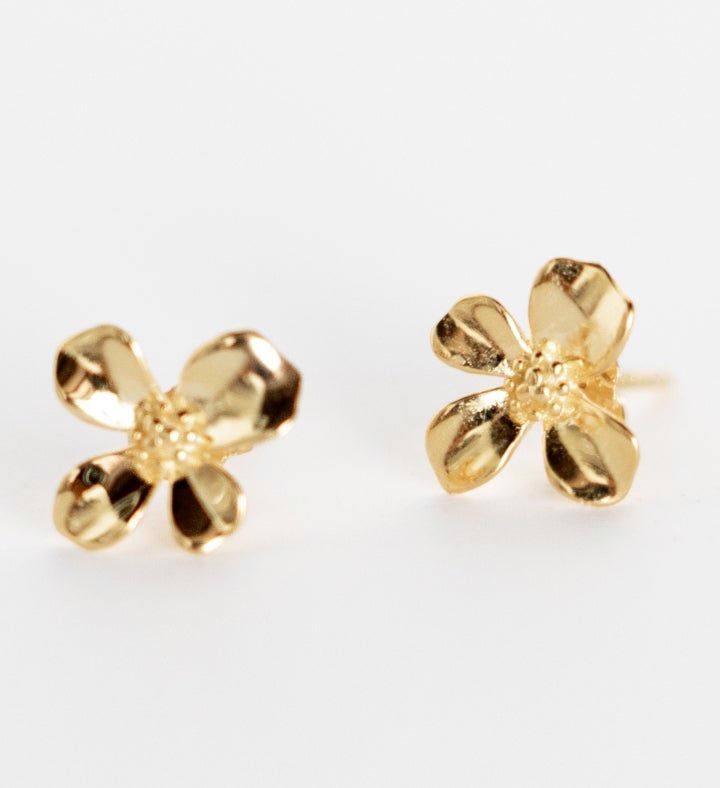 Dogwood Flower Stud Earring 14k Gold