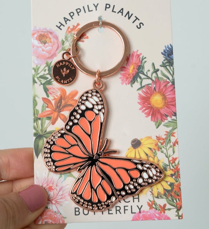 TAFREE Beautiful Butterfly Resin Charm Keyholders Natural Insect