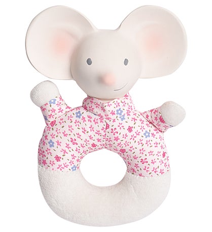 Meiya The Mouse - Soft Rattle & Teether With Organic Natural Rubber Head
