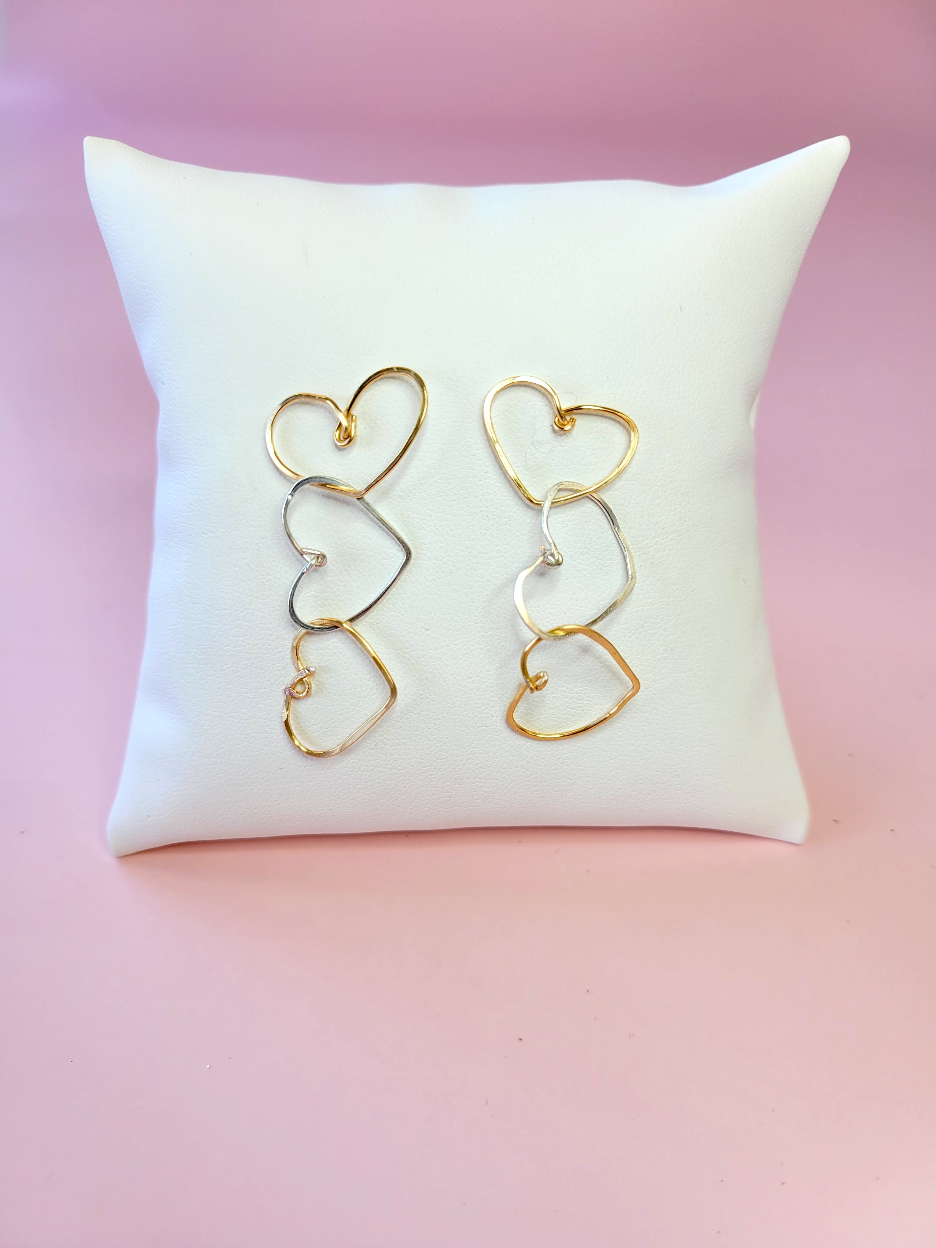 Three Heart Drop Earring