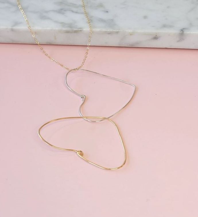 Double Drop Heart Necklace