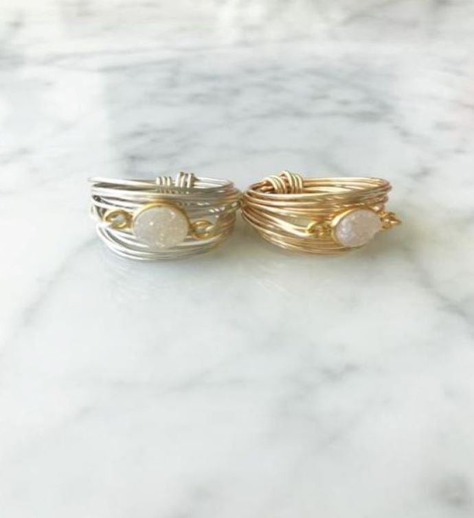 Torrey Ring in White Druzy