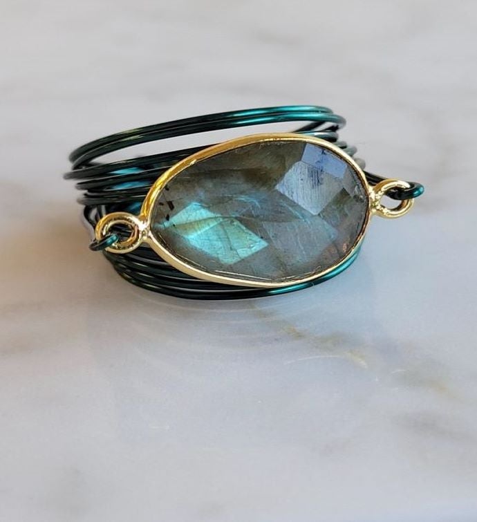 Torrey Ring in Green W/ Labradorite