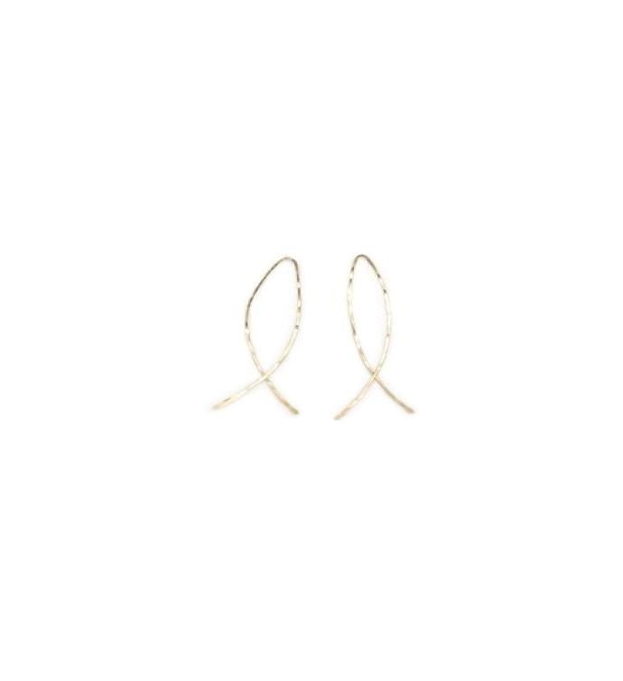 Fishtail Hammered Wire Earring 