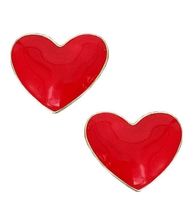 Red Puffy Heart Earrings