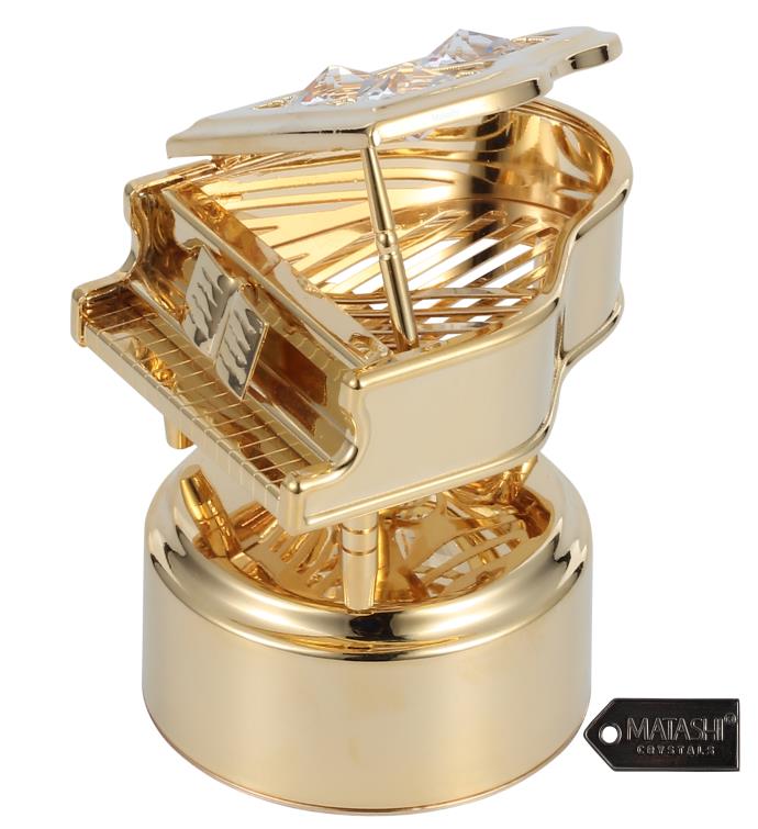 Matashi 24k Gold Plated  Wind Up Music Box Plays