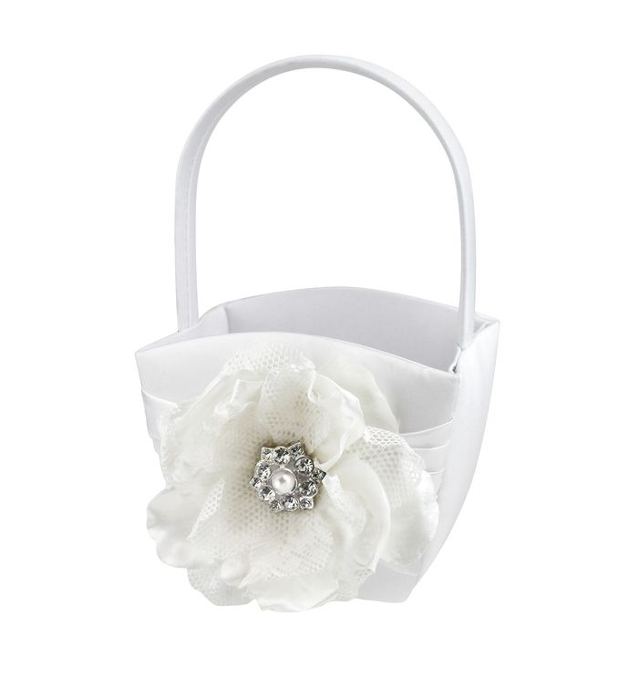 Lillian Rose Jeweled White Rose Flower Girl Basket