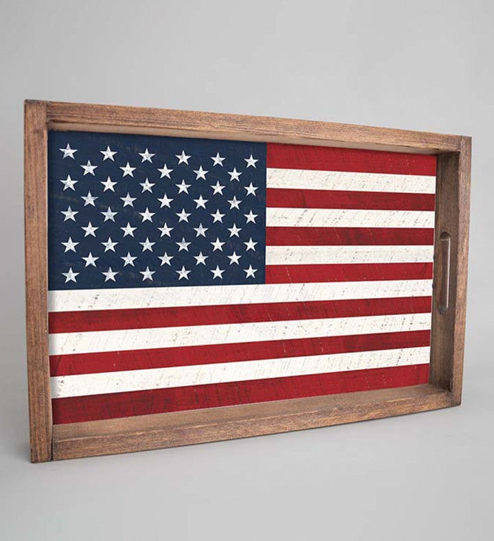 50 Stars Flag Wooden Serving Tray