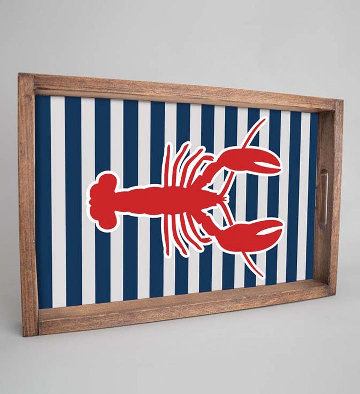 Lobster Stripes Wooden Serving Tray