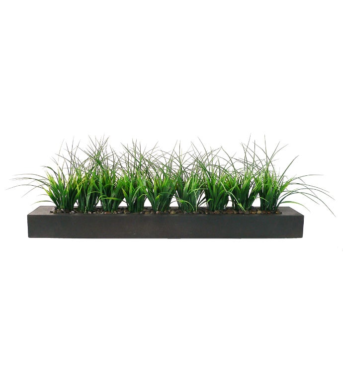 13inch Tall Green Grass In Wood Pot