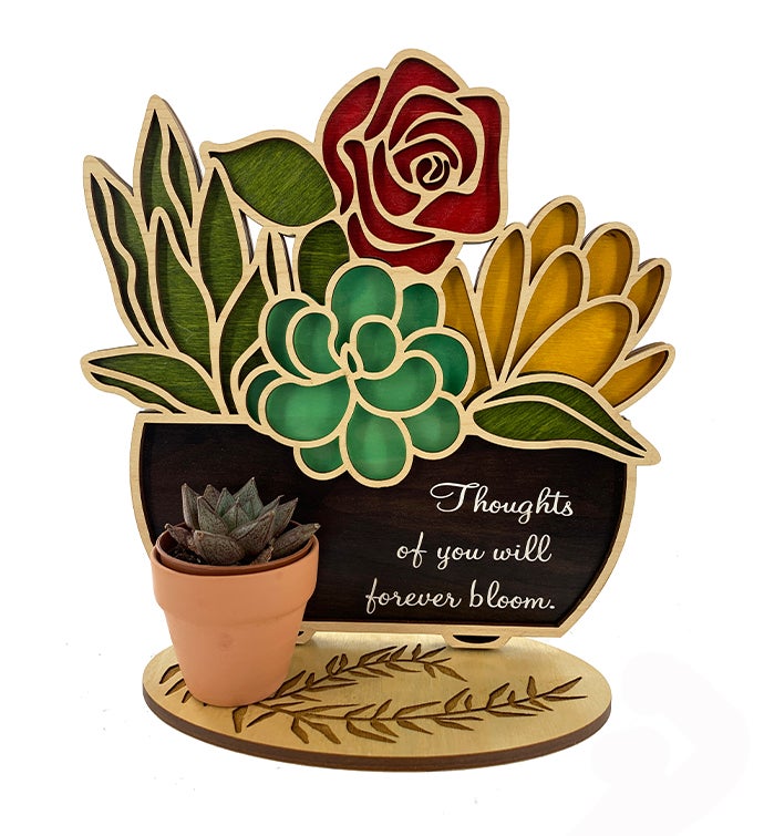 Thoughts Of You Will Forever Bloom Succulent Flower Stand