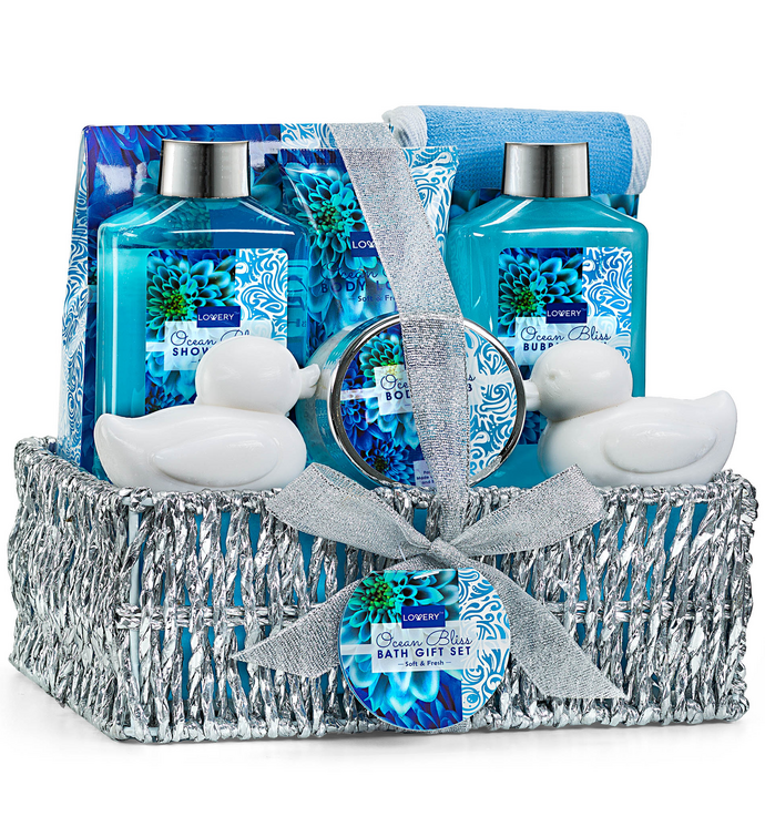 Luxury Home Spa Gift Basket   Ocean Bliss Scent   9pc Set