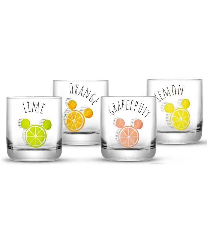 Disney Mickey Mouse Citrus Tall Drinking Glasses Set Of 4