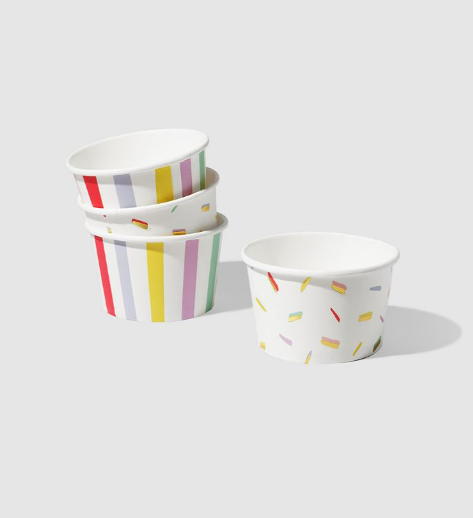 Stripe And Sprinkle Bowls  10 Per Pack