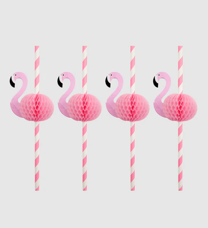 Flamingo Honeycomb Straws (10 Per Pack)