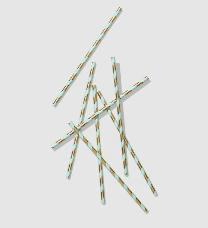 Gold Striped Paper Straws (25 Per Pack)