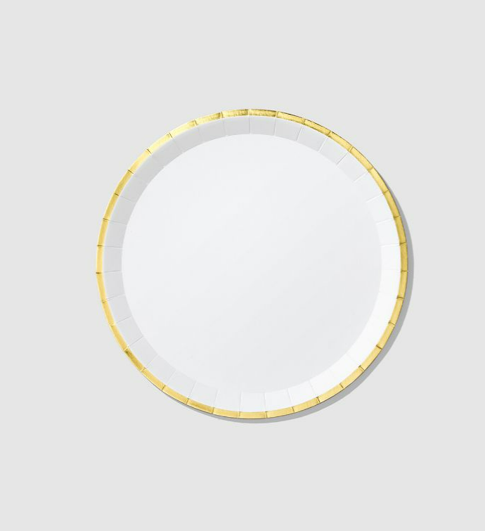 White And Gold Classic Large Plates  10 Per Pack