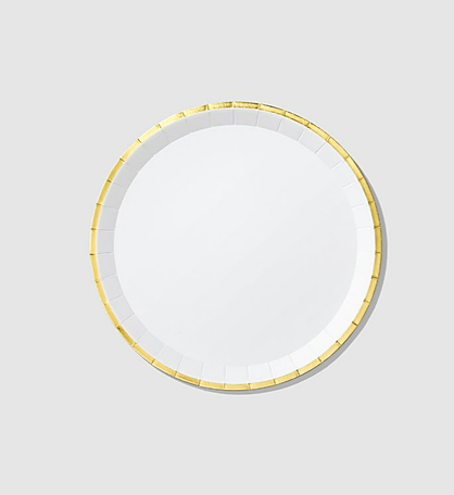 White And Gold Classic Large Plates (10 Per Pack)