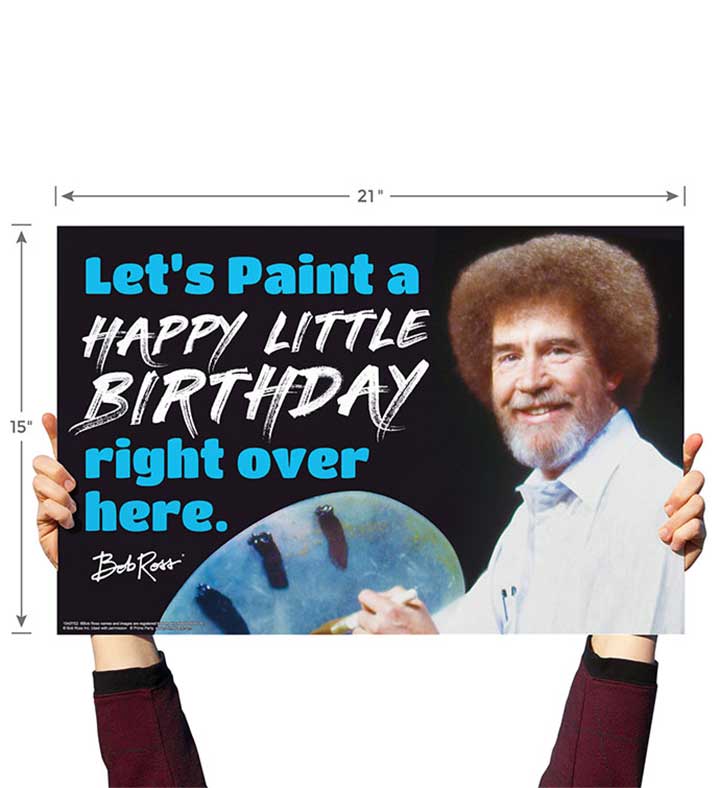 Bob Ross Yard Sign, Let's Paint A Happy Little Birthday Right Over Here