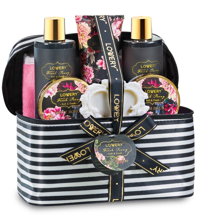 Spa Gift Bag   8 Piece Bath & Body Set For Women And Men, Fresh Peony Scent