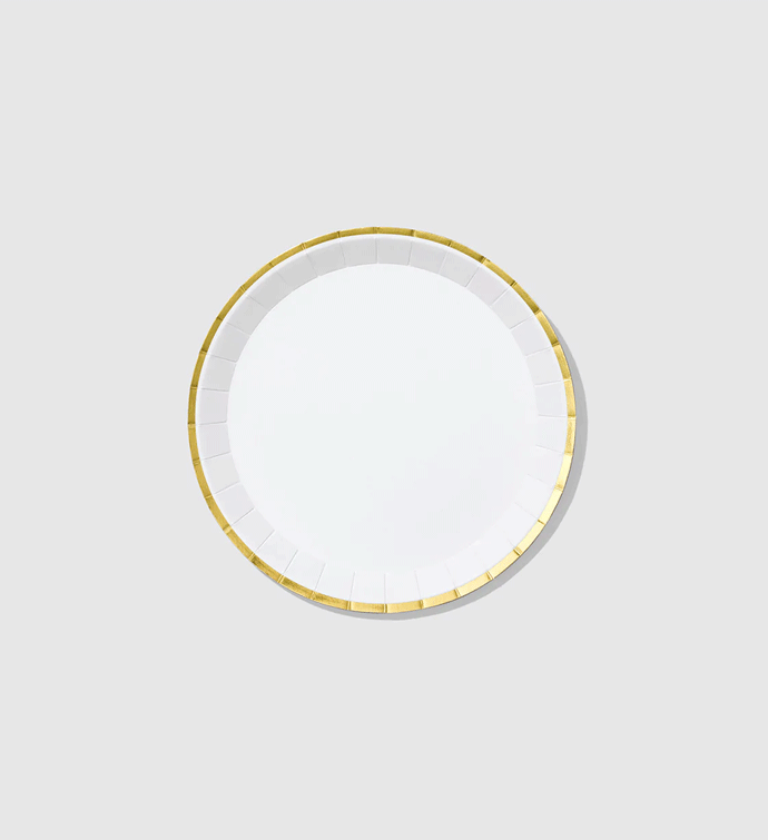 White And Gold Classic Small Plates  10 Per Pack
