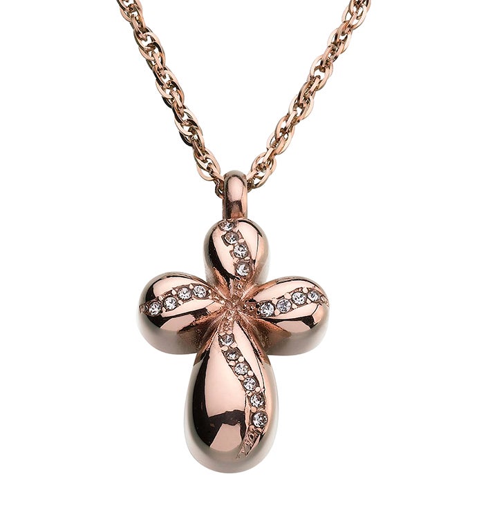 Lillian Rose Memorial Jewelry Rose Gold Cross Necklace