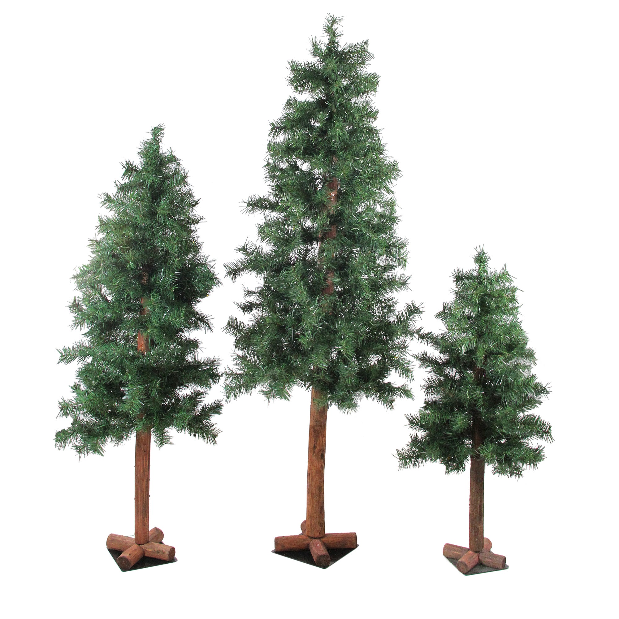 Set Of 3 Slim Woodland Alpine Artificial Christmas Trees 3', 4', 5'   Unlit