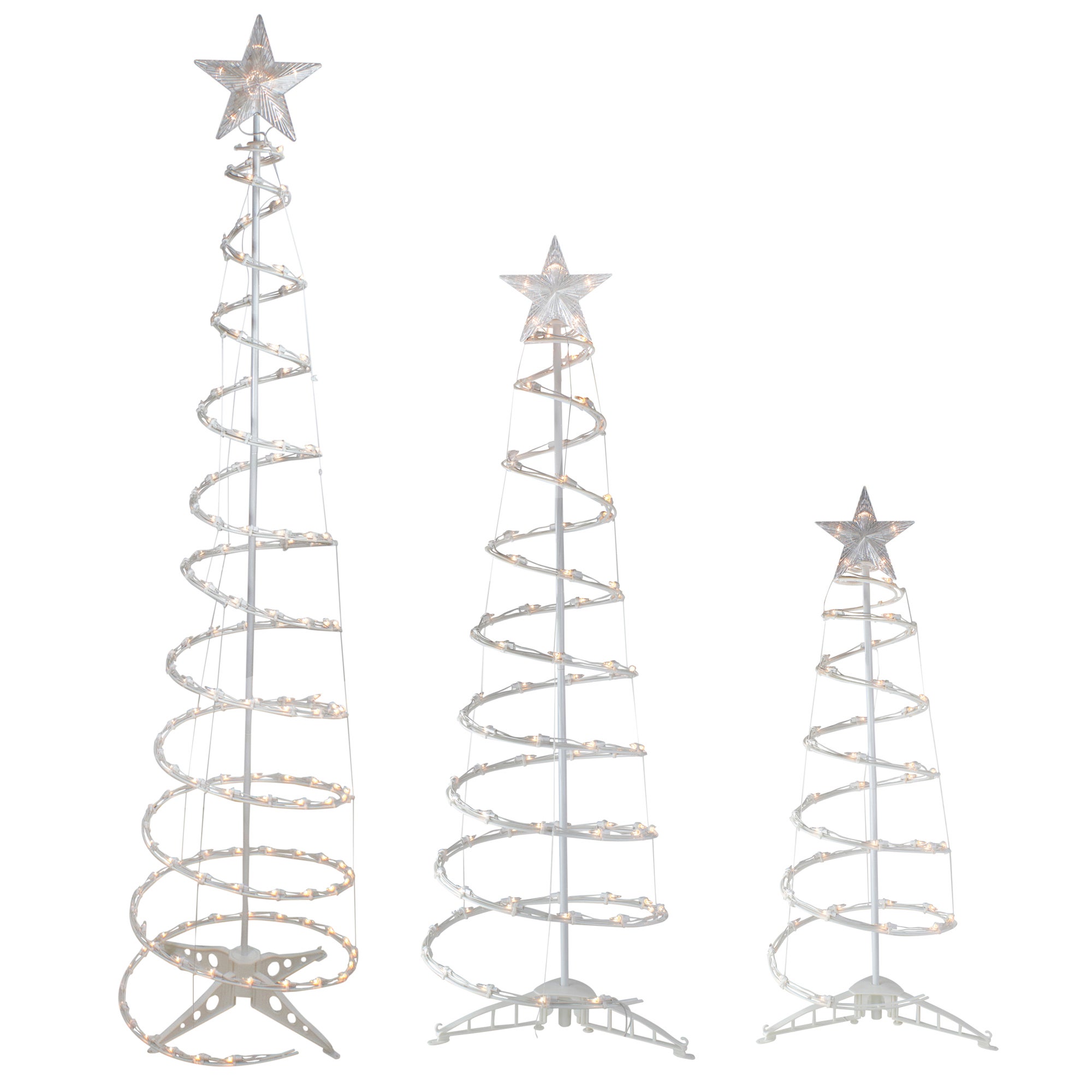 Set Of 3 Clear Lighted Spiral Christmas Trees   3'  4'  And 6'