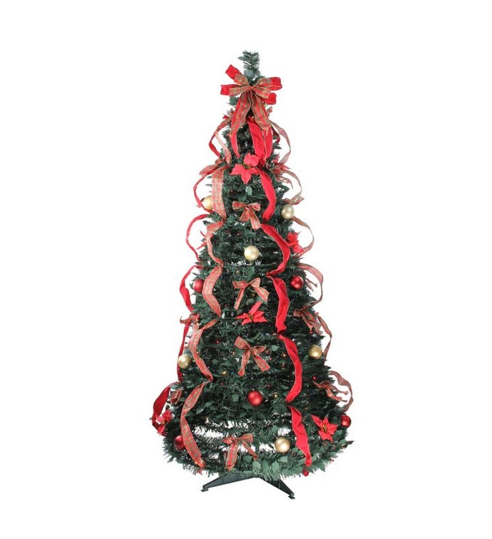 Pop up Artificial Christmas Tree   6' Pre lit Pre decorated