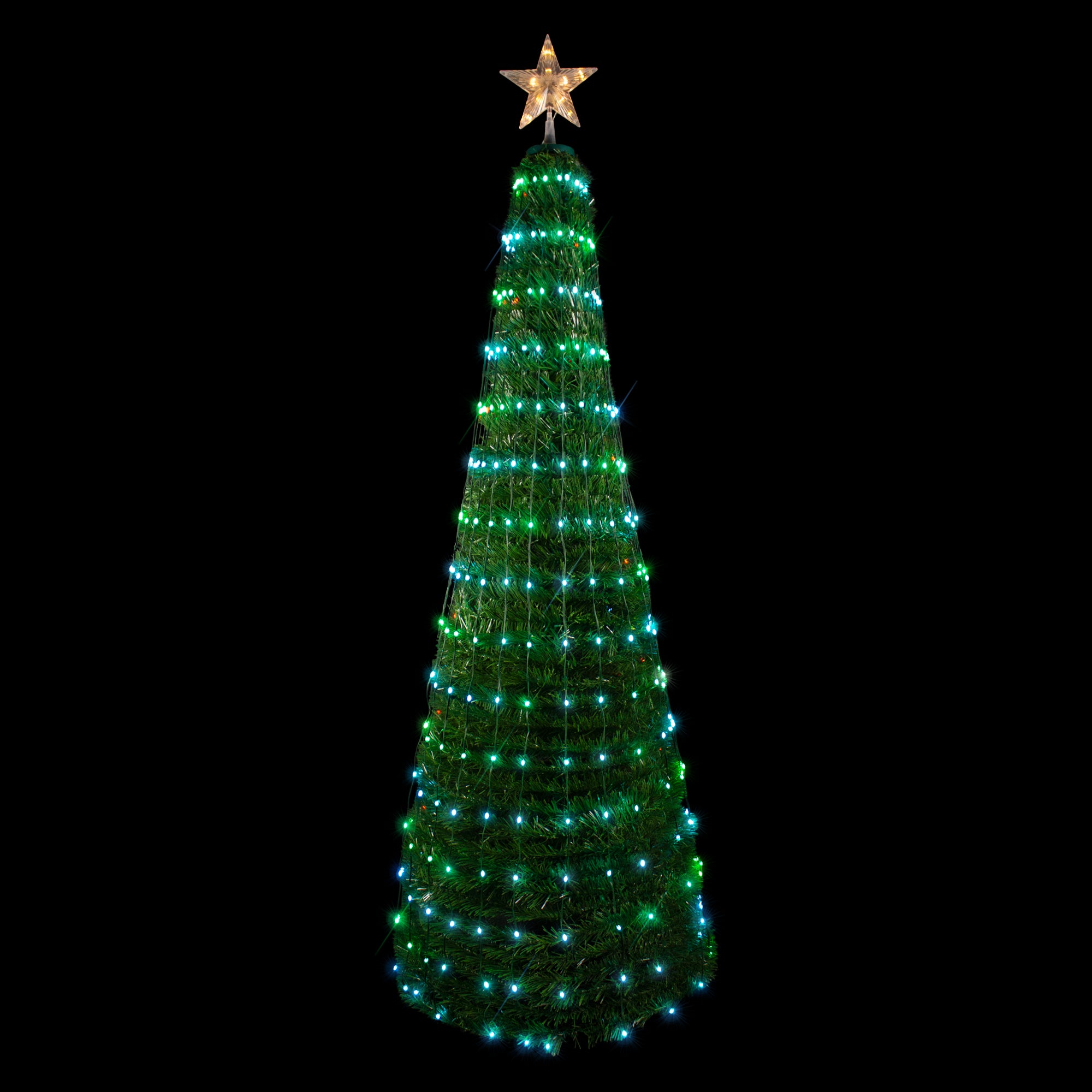 6' Green Color Changing Pop Up Artificial Outdoor Christmas Tree
