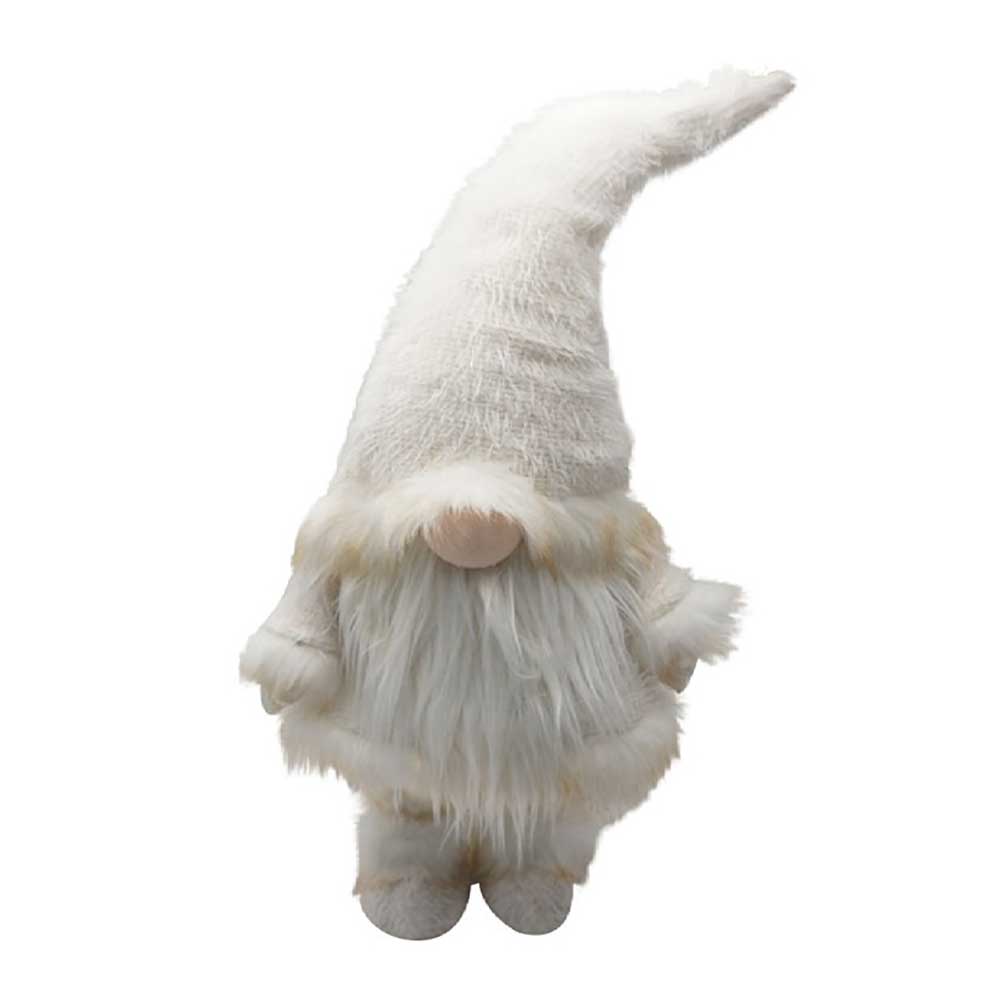 White Hat Fabric Standing Gnome 30"h