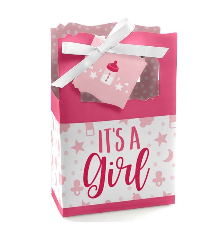 Its A Girl Pink Baby Shower Favor Boxes