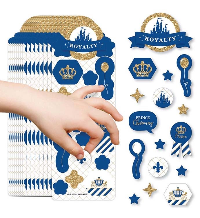 Royal Prince Charming Birthday Favor Kids Stickers 16 Sheets   256 Stickers