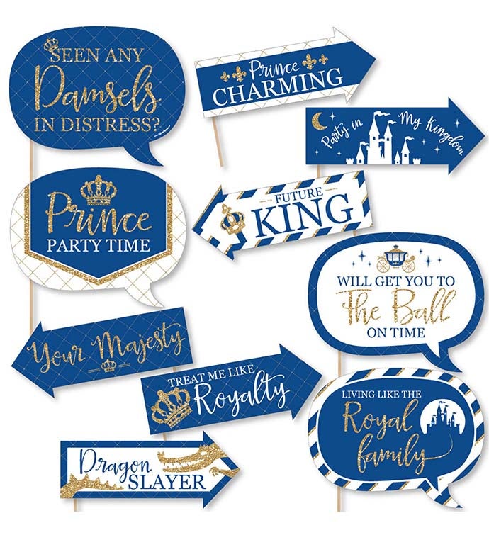 Funny Royal Prince Charming   Party Photo Booth Props Kit   10 Piece
