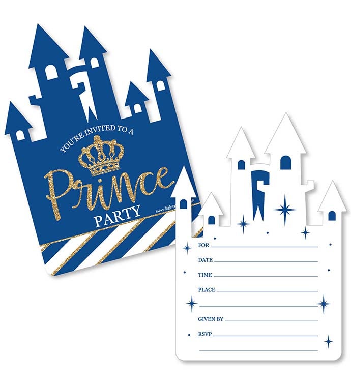 Royal Prince Charming   Shaped Fill in Invitations With Envelopes   12 Ct