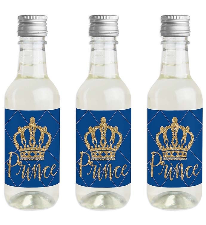 Royal Prince Charming   Mini Wine Bottle Label Stickers   Party Favor 16 Ct