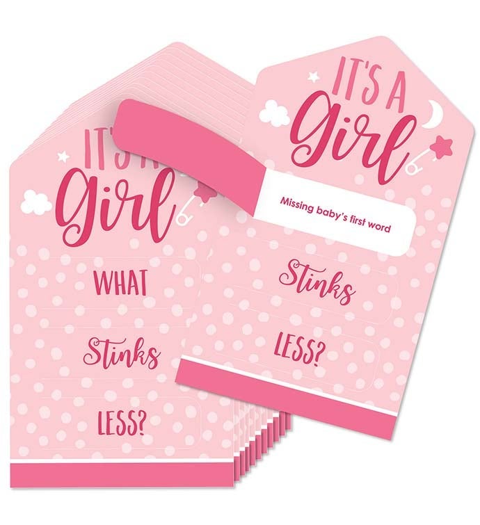 Baby Girl   Baby Shower Game Cards   Conversation Starters Pull Tabs 12 Ct