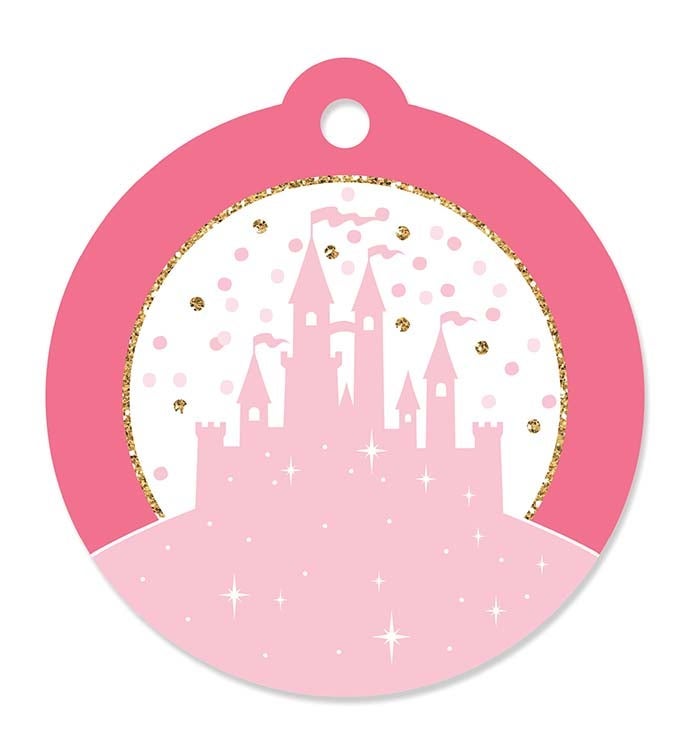 Little Princess Crown   Pink & Gold Princess Party Favor Gift Tags 20 Ct