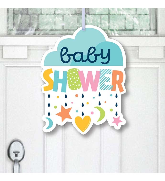 Colorful Baby Shower   Hanging Porch Outdoor Front Door Decor   1 Pc Sign