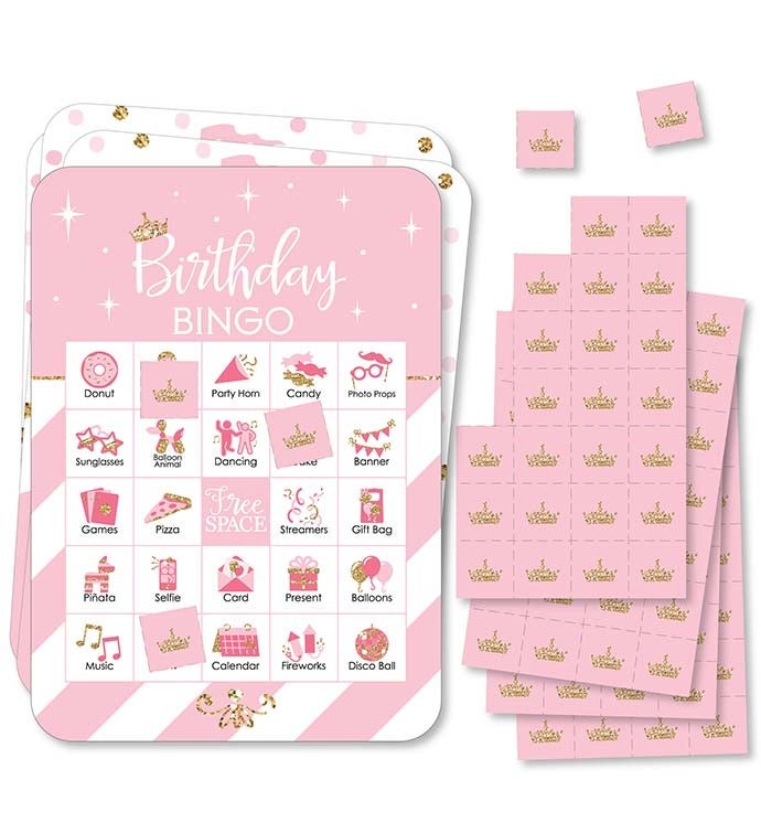 Little Princess Crown   Bingo Cards & Markers Birthday Party Game 18 Ct