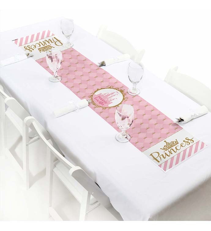 Little Princess Crown   Petite Pink & Gold Paper Table Runner   12 X 60 In