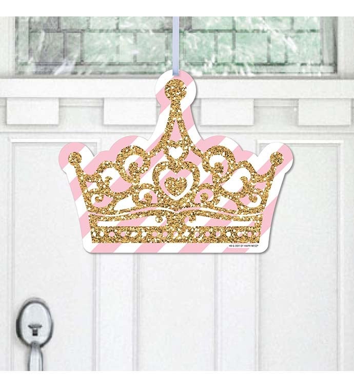 Little Princess Crown   Hanging Party Outdoor Front Door Decor   1 Pc Sign
